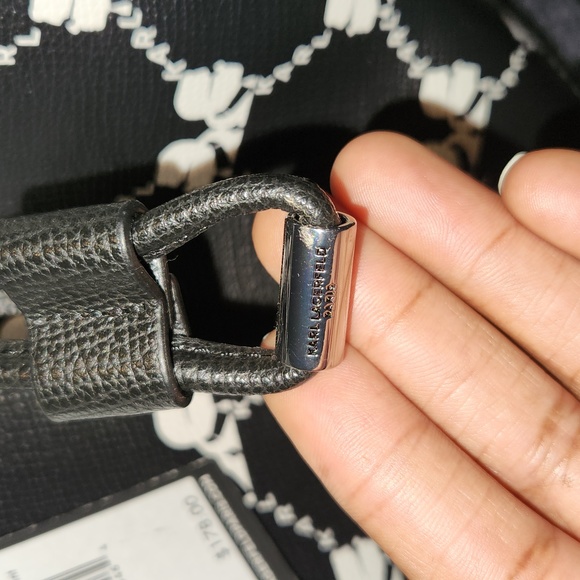 NWT KARL LARGERFELD BLACK AND WHITE w/SILVER HARDWARE BUCKET BAG/TOTE - Picture 2 of 10